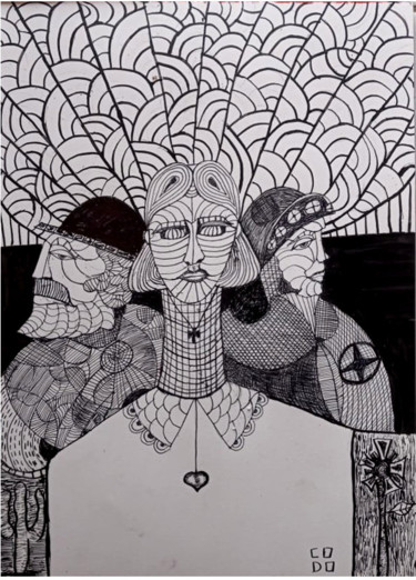 Drawing titled "As cantoras de Limo…" by Codo Clodoaldo Turcato, Original Artwork, Ink