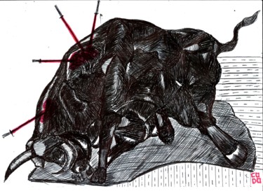 Dessin intitulée "A dança da morte" par Codo Clodoaldo Turcato, Œuvre d'art originale, Encre