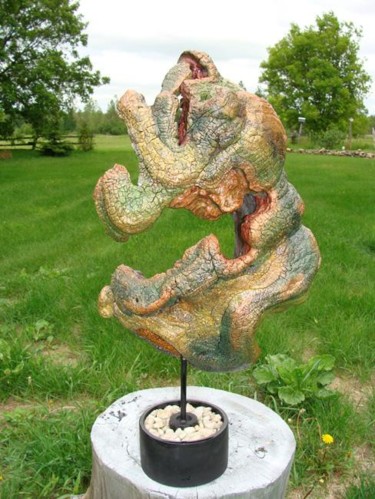 Sculpture titled "FOETALITE" by Clodoul, Original Artwork, Wood