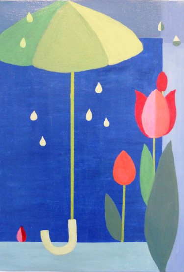 Peinture intitulée "Jour de pluie" par Cloe St, Œuvre d'art originale, Huile