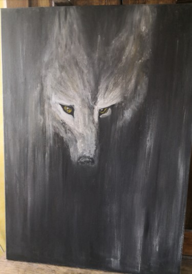 Peinture intitulée "L âme du loup" par Hécate, Œuvre d'art originale, Acrylique