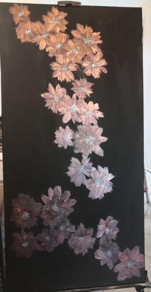 Painting titled "Fleurs automnale" by Hécate, Original Artwork, Acrylic
