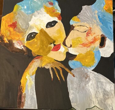 Peinture intitulée "Le baiser" par Hécate, Œuvre d'art originale, Acrylique