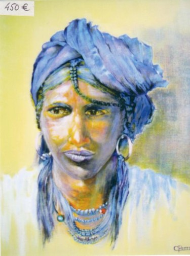 Peinture intitulée "Femme Touareg" par Cloper, Œuvre d'art originale, Huile