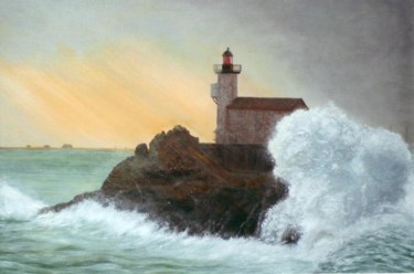 Painting titled "Soir d'orage à Sein" by Cloper, Original Artwork, Oil