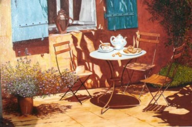 Painting titled "La terrasse" by Cloper, Original Artwork, Acrylic