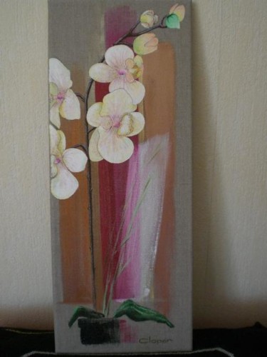 Peinture intitulée "Tige d'orchidée" par Cloper, Œuvre d'art originale, Huile