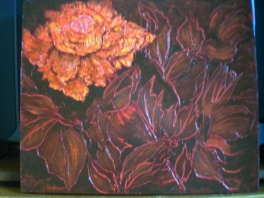 Painting titled "Rose chocolat" by Cloper, Original Artwork, Oil