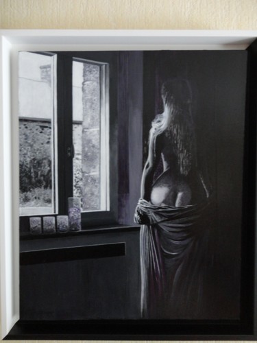 Painting titled "Intimité" by Cloper, Original Artwork, Acrylic Mounted on Wood Stretcher frame