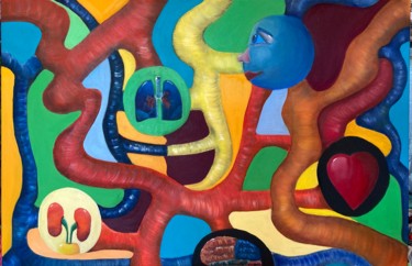 Peinture intitulée "L'homme disloqué" par Linda Maman, Œuvre d'art originale, Huile