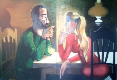 Pintura titulada "La conversación" por C_lora, Obra de arte original, Pigmentos