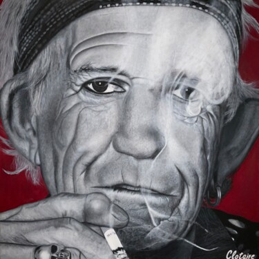 Schilderij getiteld "Keith Richards 1" door Clotaire Charriere, Origineel Kunstwerk, Olie
