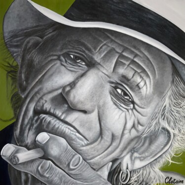 Schilderij getiteld "Keith Richards 2" door Clotaire Charriere, Origineel Kunstwerk, Olie