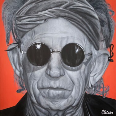 Schilderij getiteld "Keith Richards 5" door Clotaire Charriere, Origineel Kunstwerk, Olie