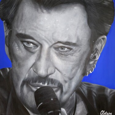 Painting titled "Johnny Hallyday" by Clotaire Charriere, Original Artwork, Oil
