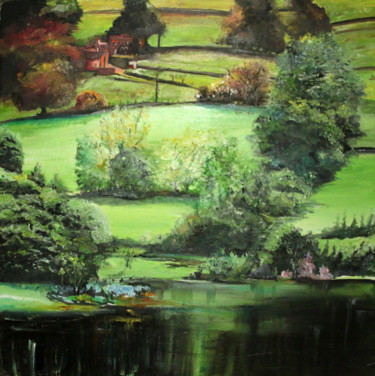 Painting titled "landscap" by Clotilde Nadel, Original Artwork, Oil