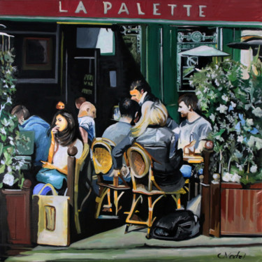 Schilderij getiteld "la palette" door Clotilde Nadel, Origineel Kunstwerk, Olie