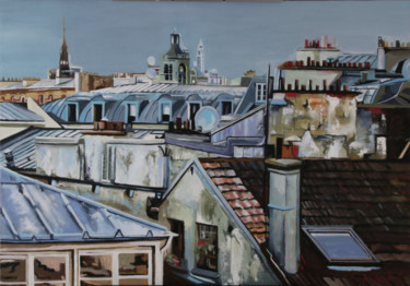 Peinture intitulée "les-toits-de-paris.…" par Clotilde Nadel, Œuvre d'art originale