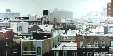 Painting titled "toits de NY" by Clotilde Nadel, Original Artwork, Oil