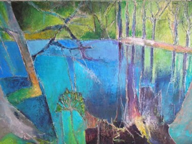 Peinture intitulée "Entre lac et forêt" par Clotilde Majcherczak, Œuvre d'art originale