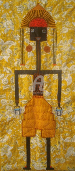 Textile Art titled "La porteuse d'eau." by Clotilde Durand, Original Artwork, Patchwork