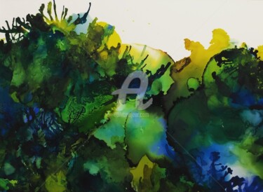 Pintura intitulada "Abstrait encre 13" por Clo Tilly, Obras de arte originais, Acrílico