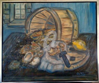 Painting titled "Chez l'Ecailler" by Clo Tilly, Original Artwork, Oil