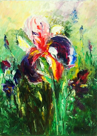 Schilderij getiteld "Iris" door Clo Tilly, Origineel Kunstwerk, Olie