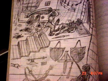 Drawing titled "Sacked Temple." by Lithius, Original Artwork
