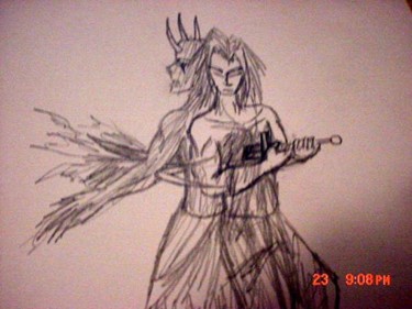 Drawing titled "Slaying Inner Demons" by Lithius, Original Artwork