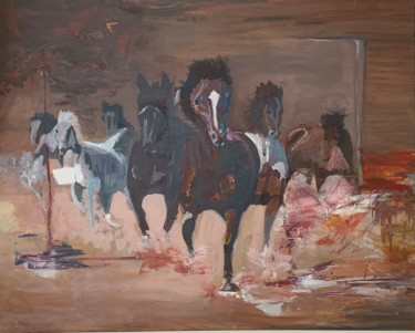 Painting titled "Au galop" by Clr, Original Artwork, Acrylic