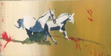 Chevaux au galop Peinture intitulée "Chevaux au galop" par Clr, Œuvre d'art originale, Acrylique