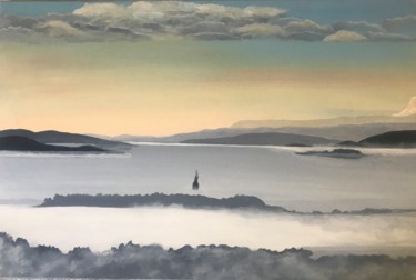 Le clocher Peinture intitulée "Le clocher" par Clr, Œuvre d'art originale, Acrylique