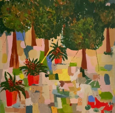 Pintura intitulada "Jardin des tropiques" por Clr, Obras de arte originais, Acrílico