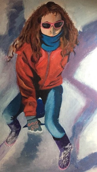 Painting titled "The girl in red" by Lei Chen, Original Artwork