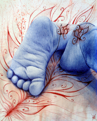 「Sweet feather」というタイトルの描画 Cm2tによって, オリジナルのアートワーク, ボールペン