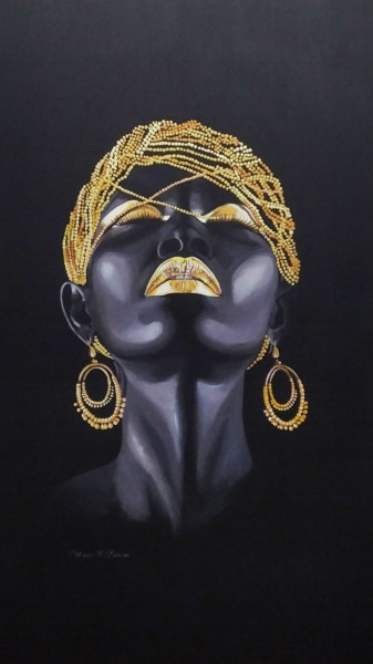 Peinture intitulée "MUJER AFRICANA" par María Esperanza Ferreira Pinzón, Œuvre d'art originale, Acrylique
