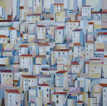 Painting titled "VILLE BLANCHE" by Catherine Martel, Original Artwork