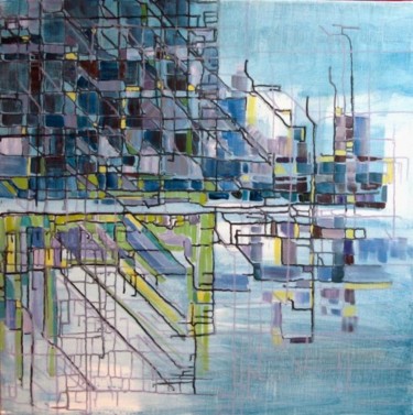 Painting titled "ZONE PORTUAIRE" by Catherine Martel, Original Artwork