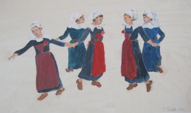 Painting titled "5 DANSEUSES EN COST…" by Catherine Martel, Original Artwork