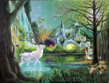 Peinture intitulée "au royaume de la fée" par Claude Maguet, Œuvre d'art originale, Huile