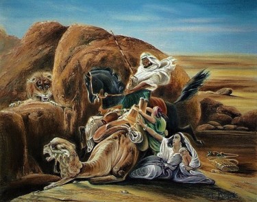 Peinture intitulée "La caravane" par Claude Maguet, Œuvre d'art originale, Huile