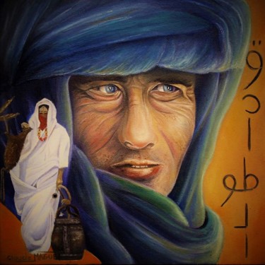 Painting titled "L'homme du désert" by Claude Maguet, Original Artwork, Oil