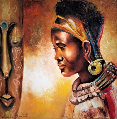 Painting titled "Couleurs d'Afrique" by Claude Maguet, Original Artwork, Oil