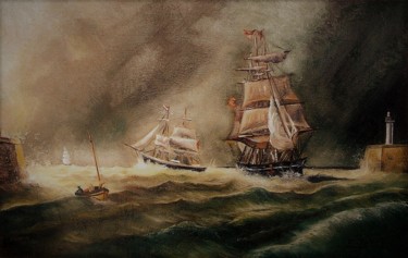 Peinture intitulée "La rentrée au port" par Claude Maguet, Œuvre d'art originale, Huile