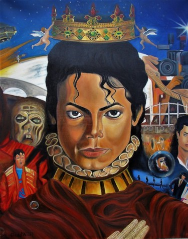 Painting titled "Mickael Jackson" by Claude Maguet, Original Artwork, Oil