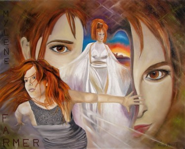 Malerei mit dem Titel "Mylène Farmer" von Claude Maguet, Original-Kunstwerk, Öl