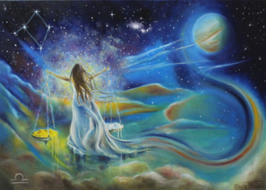 Pintura intitulada "Sous la constellati…" por Claude Maguet, Obras de arte originais, Óleo