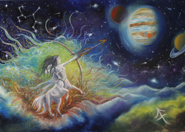 Pintura intitulada "sous la constellati…" por Claude Maguet, Obras de arte originais, Óleo