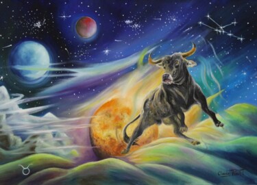 La constellation du taureau Peinture intitulée "La constellation du…" par Claude Maguet, Œuvre d'art originale, Huile